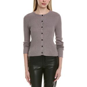 Chaser Womens  Lurex Rib Knit Tommy Button-Up Sweater, Grey